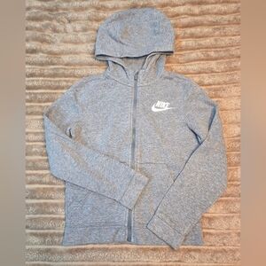 NIKE Full Zipper Sportswear Thumb Hole Jacket Grey Hoodie Size Small